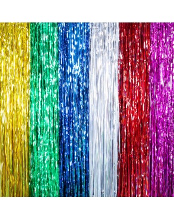 CORTINA DE PAPEL ALUMINIO FLECOS COLORES CORTINA DE PAPEL ALUMINIO FLECOS COLORES