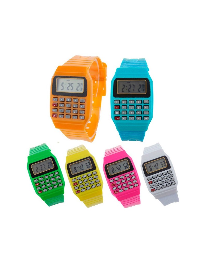 LOTE DE 25 RELOJ CALCULADORA SIN PILA