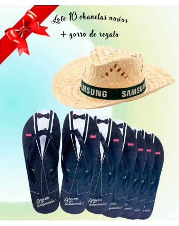 LOTE 10 CHANCLAS NOVIO GORRO DE REGALO