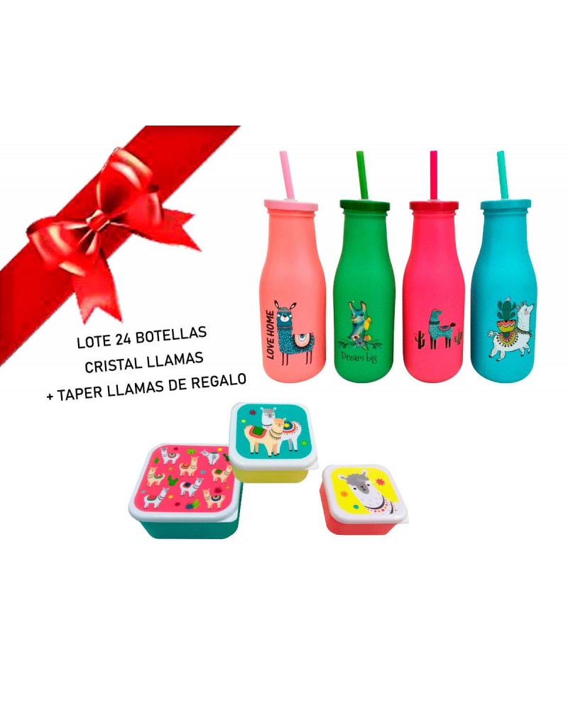 LOTE 24 PCS BOTELLA CRISTAL LLAMAS2735