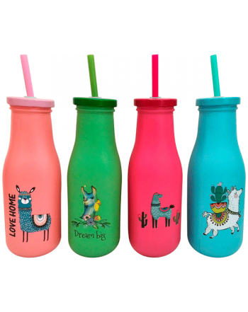 LOTE 24 PCS BOTELLA CRISTAL LLAMAS2735