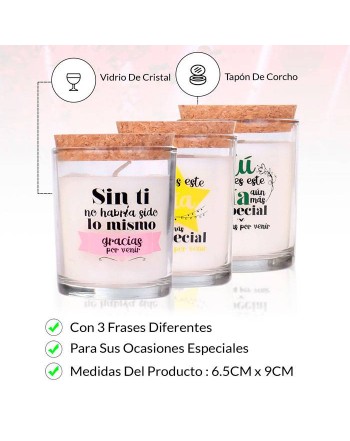 LOTE 12 VELAS GRACIAS POR VENIR CRISTAL