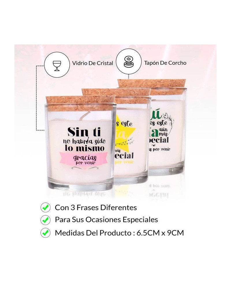 LOTE 60 VELAS GRACIAS POR VENIR CRISTAL