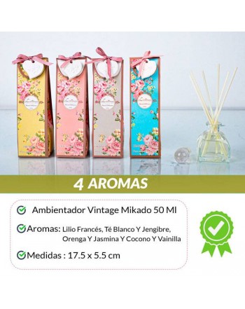 TARALOTE DE 8 AMBIENTADOR VINTAGE MIKADO 50ML CON MOTIVO CORAZoN