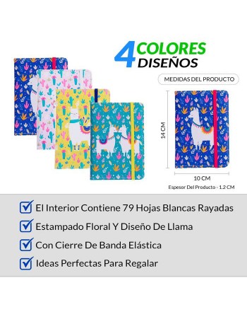 OFERTA LOTE DE 500 LIBRETA LLAMAS CON CIERRE DE BANDA ELaSTICA